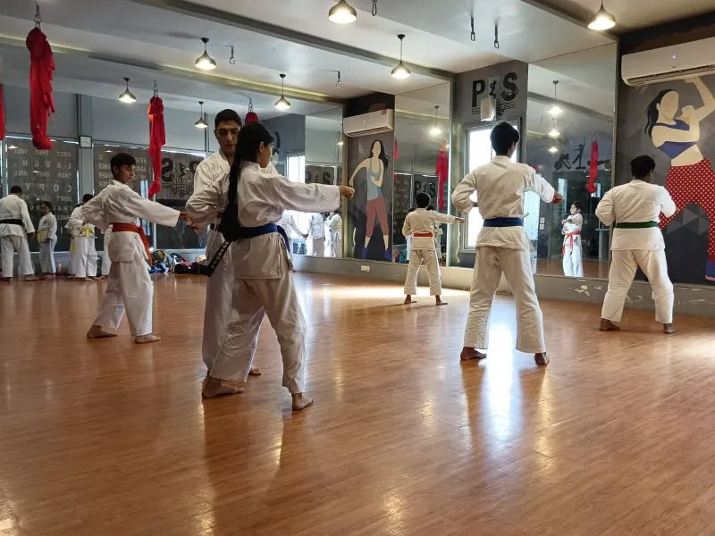 Karate students practicing at KGI Gujarat
