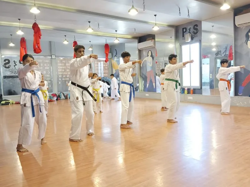 Karate students at KGI Gujarat dojo